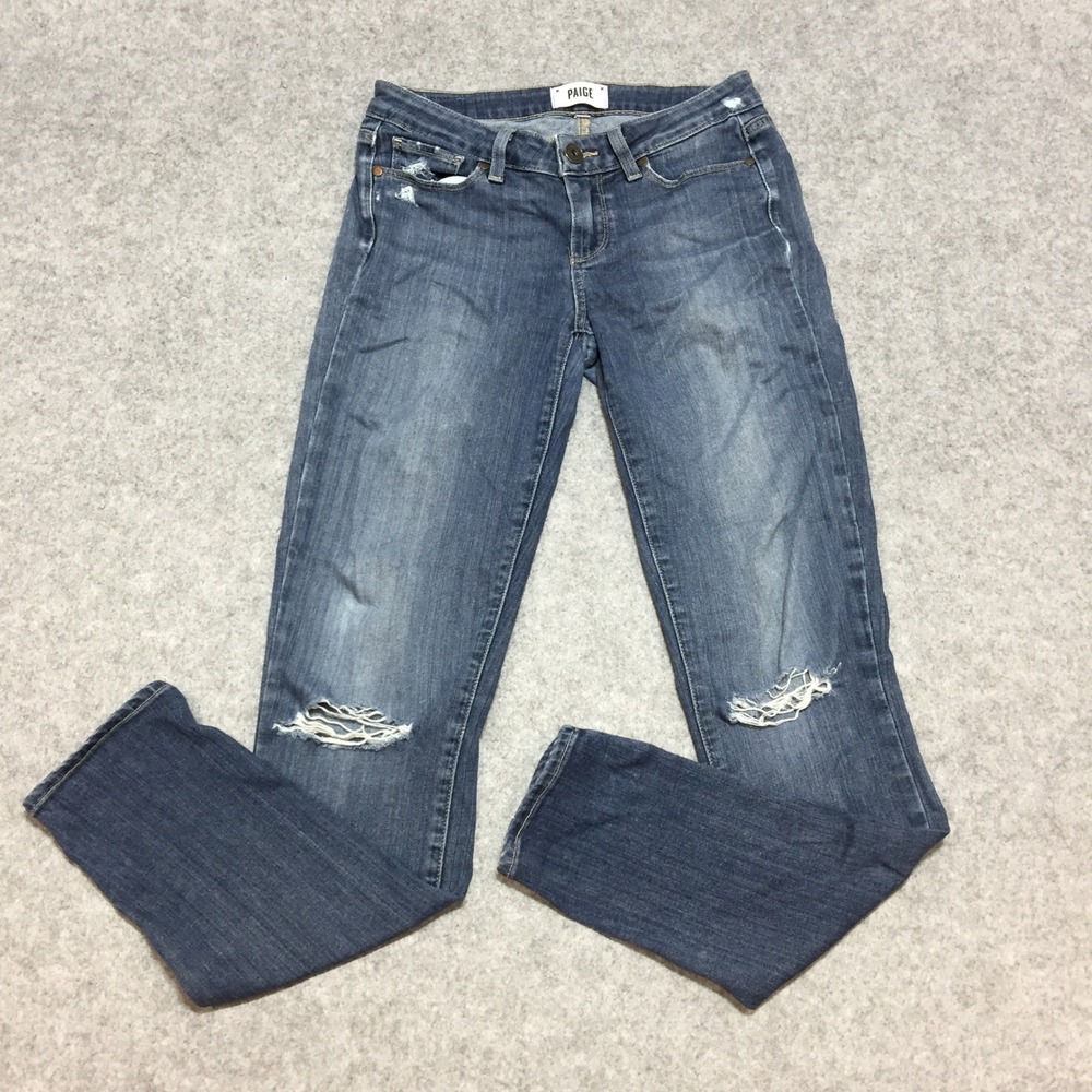 PAIGE Verdugo Ultra Skinny Distressed Jeans Blue Medium Wash Size 27 Distressed‎